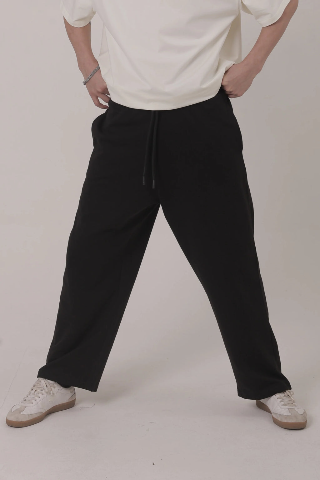 Black Basic Unisex Oversized Bottoms